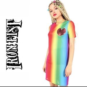 🌈Iron Fist Somewhere Mesh Rainbow 🌈Dress Size Small